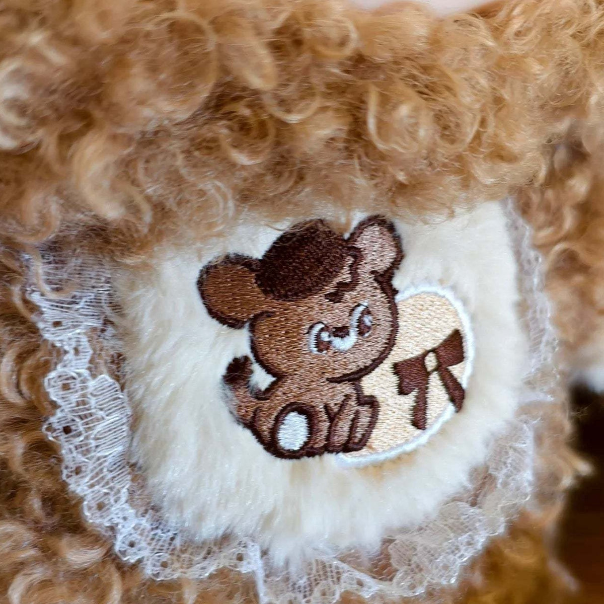 Nommi Chocolate Puppy 400% Plush Doll, Limited Edition - Chocolate Puppy embroidered garment detail; display props not included