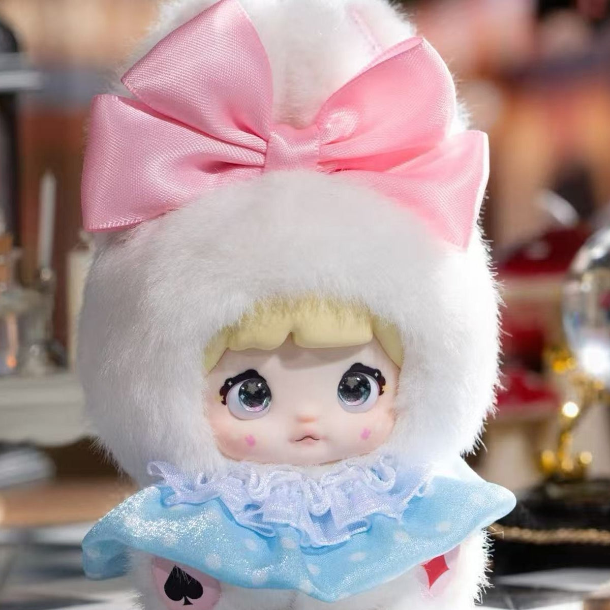 Nommi Mibao Fairy Tale Town Series Plush Dolls, Blind Box - White rabbit-costume plush detail with upper ears and lower body cropped; random design not guaranteed