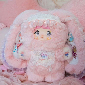 Nommi Sweet Tea Bunny 400% Plush Doll, Limited Edition - Complete pink bunny plush doll front view; one Sweet Tea Bunny doll; props not included