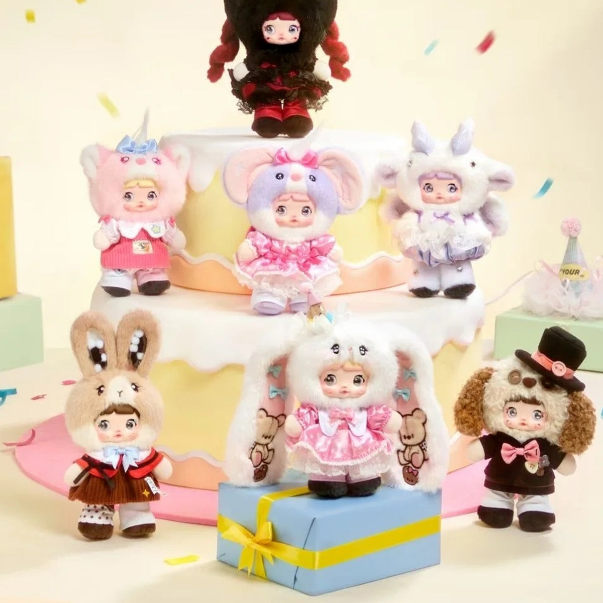 Nommi Treasure Collector Series Plush Blind Box - Treasure Collector group with complete central plush doll body examples; random design not guaranteed
