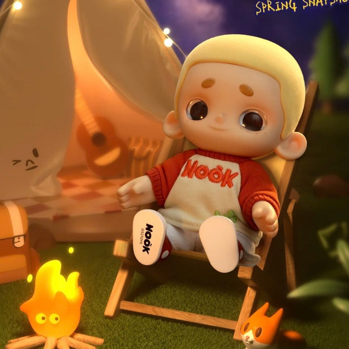 NOOK OOTD Series Plush Doll Blind Box - Red outfit seated design example; random design not guaranteed