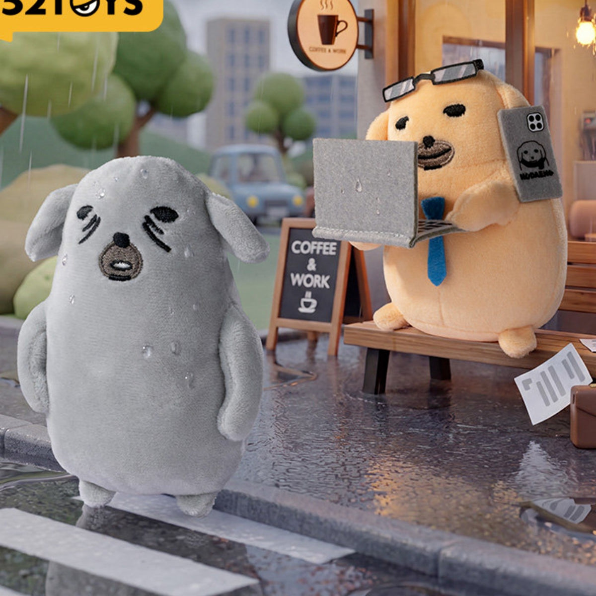 Nudaeng Weekly Life Series Plush Pendant Blind Box - Grey and office design examples; random design not guaranteed