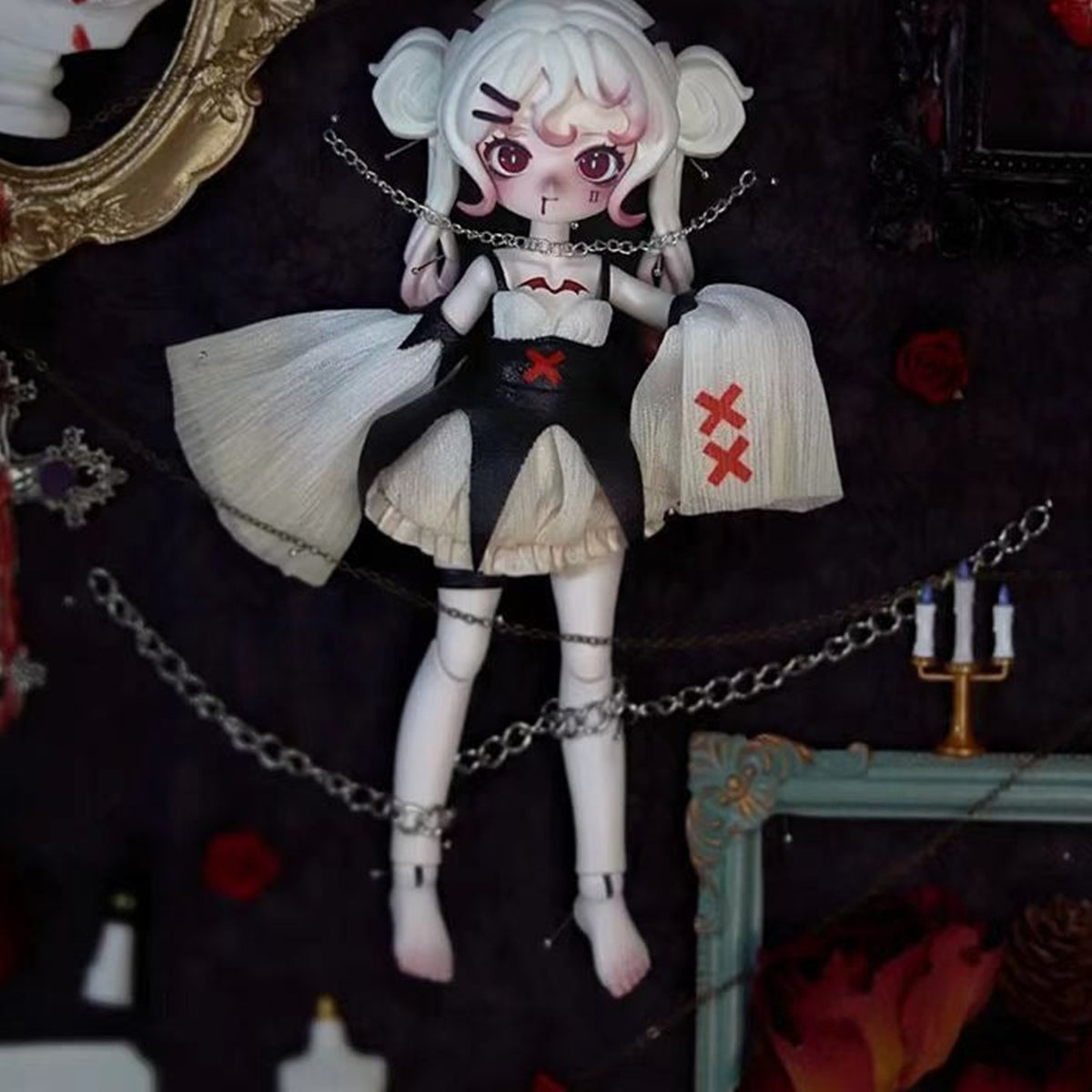Nyssa Bizarre Nightmare Series 1/12 Action Figure BJD Blind Box - White-haired outfit complete design example; random design not guaranteed