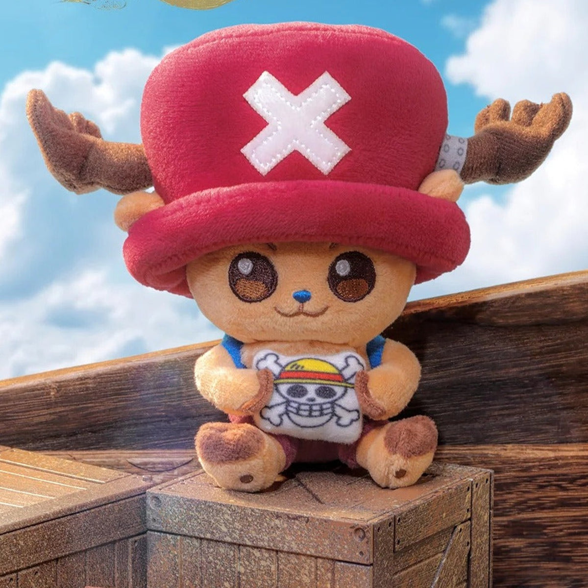 One Piece Chopper Series Plush Keychain Blind Box - Complete pink-hat Chopper plush example with antlers; random design not guaranteed