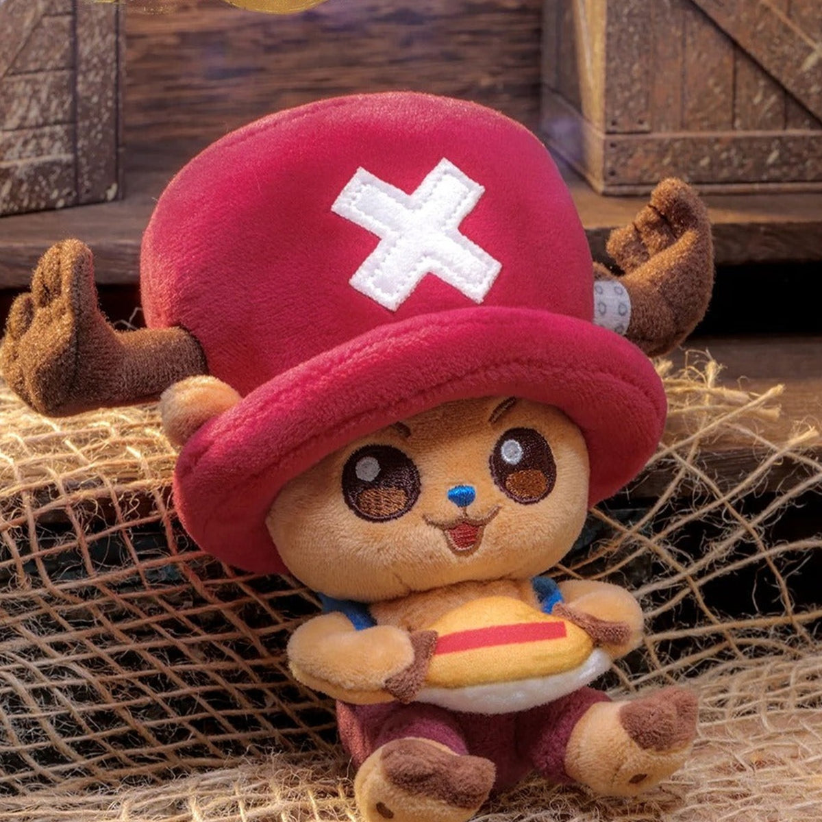 One Piece Chopper Series Plush Keychain Blind Box - Hotdog-holding Chopper plush detail; lower feet edge cropped; random design not guaranteed