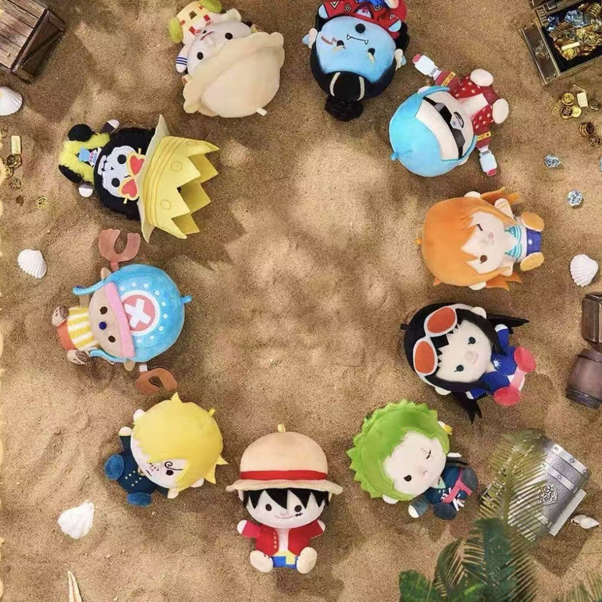 One Piece Regular Series Plush finger puppet Blind Box - Overhead complete plush finger puppet examples; random design not guaranteed