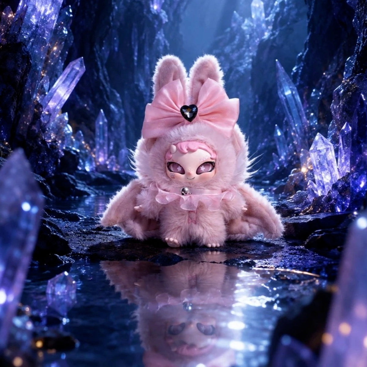 ONONO Dark Night Evolution Series Plush Pendant Blind Box - Pink rabbit-ear design example; random design not guaranteed