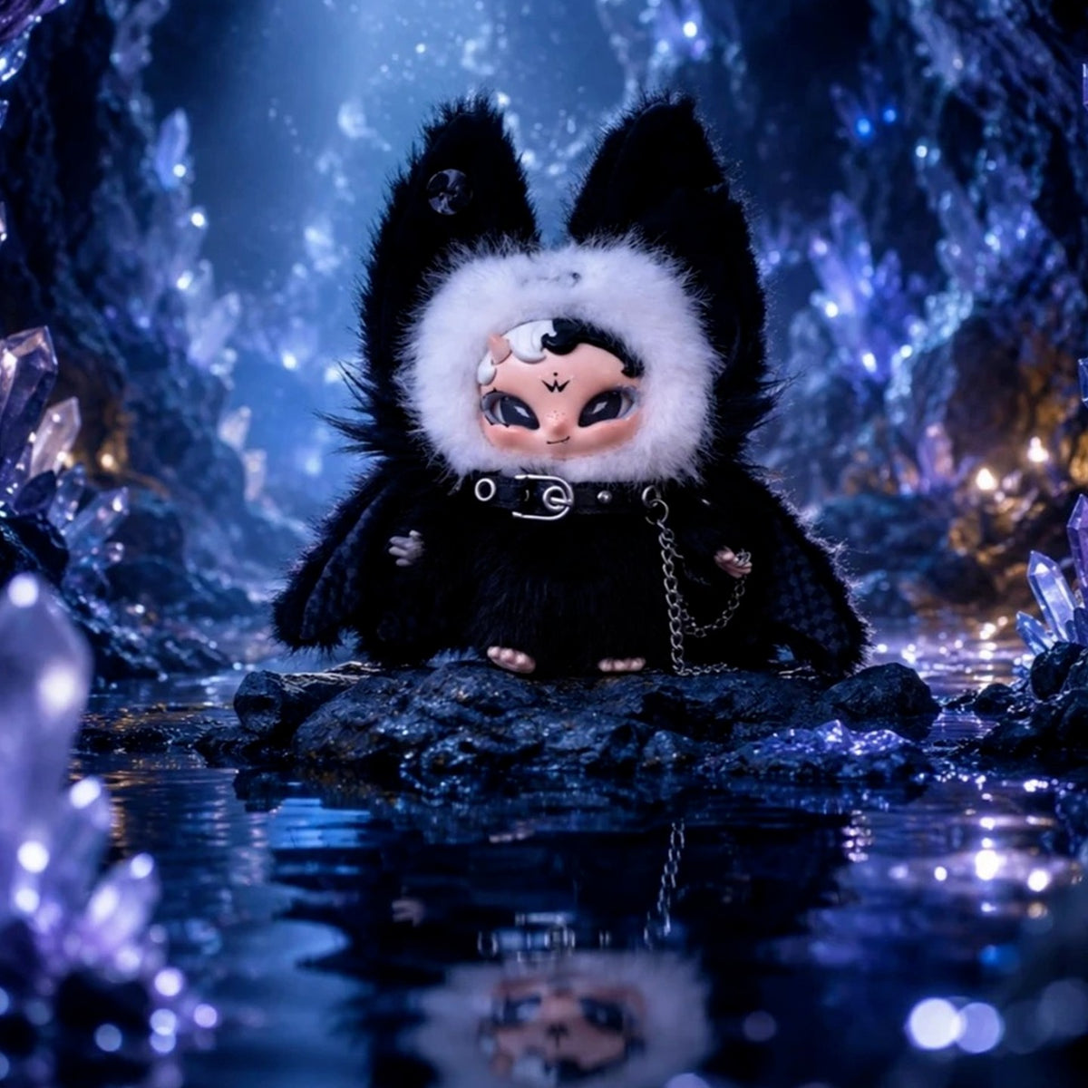 ONONO Dark Night Evolution Series Plush Pendant Blind Box - Black rabbit-ear design example; random design not guaranteed