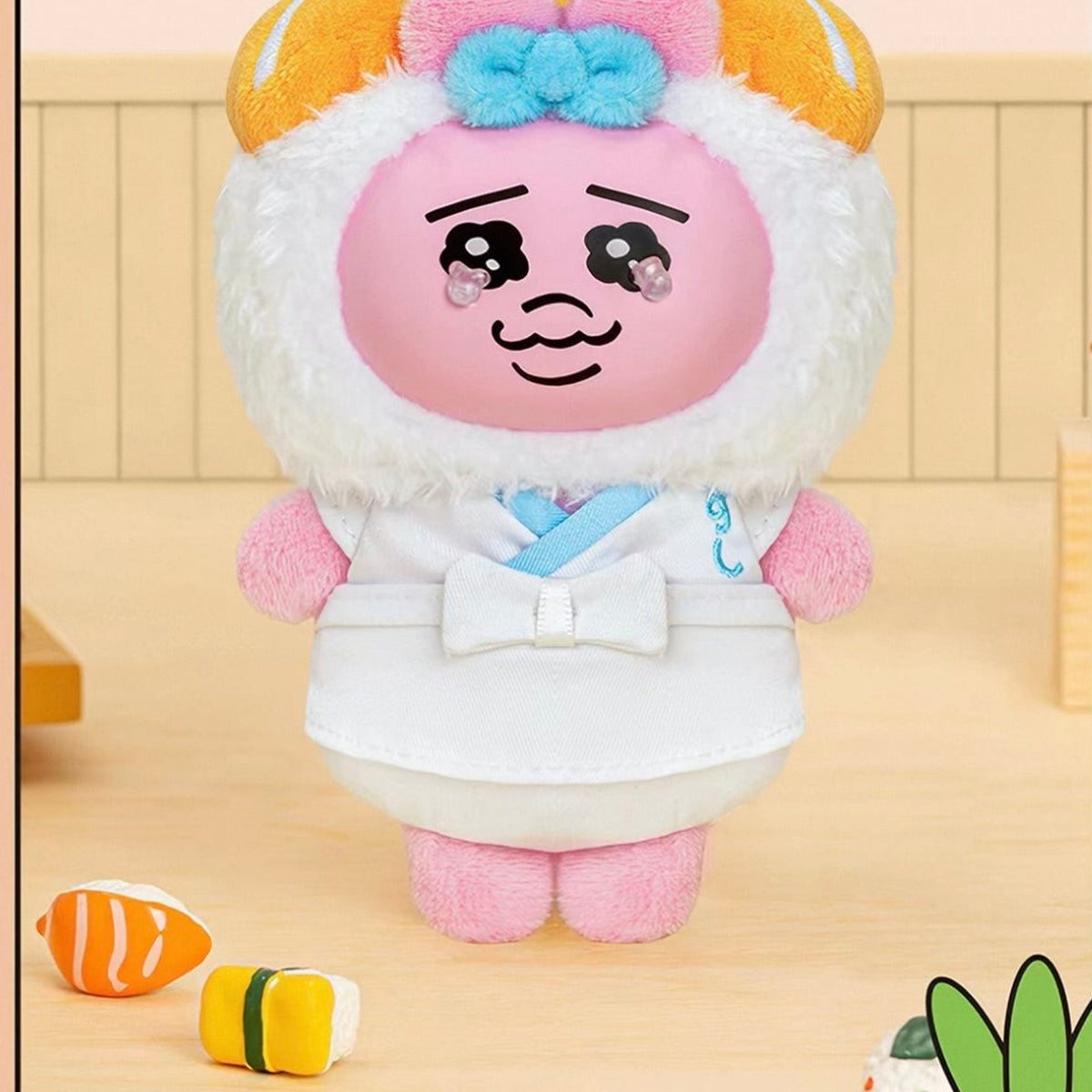 Opanchu Usagi Fantastic Restaurant Series Plush Pendant Blind Box - White plush pendant detail with upper ears cropped; random design not guaranteed