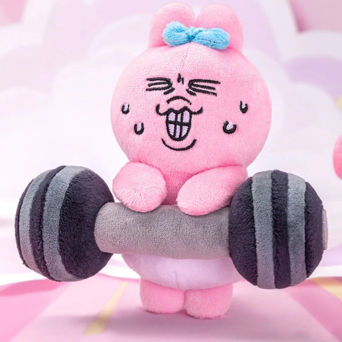 Opanchu Usagi Rabbit Life Series Plush Pendant Dolls - Complete pink rabbit plush pendant example with dumbbell design; display props not included; random design not guaranteed