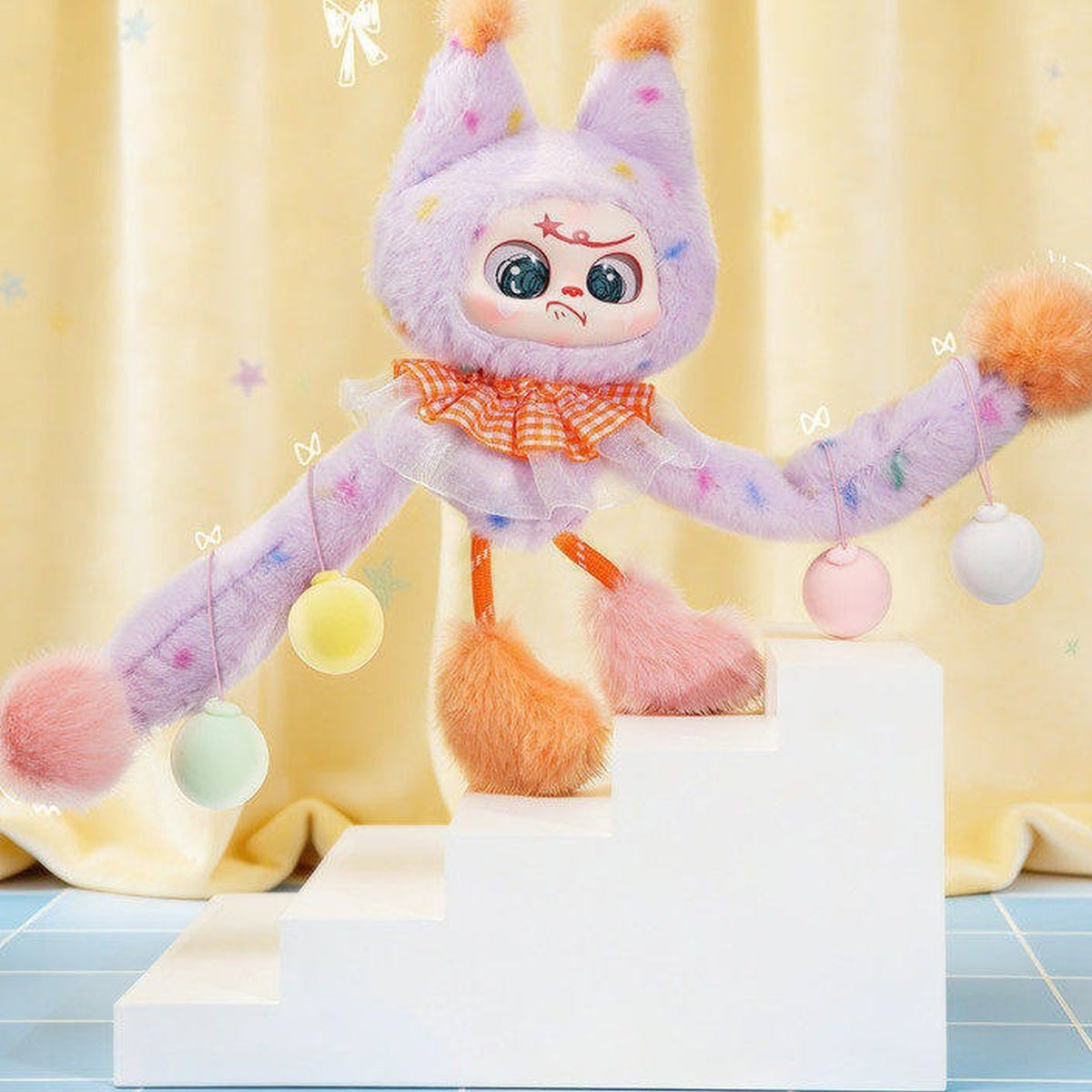 OPP'S! So Weirdly Cute! Series Plush Pendant Blind Box - Purple plush pendant detail with raised arms cropped; random design not guaranteed