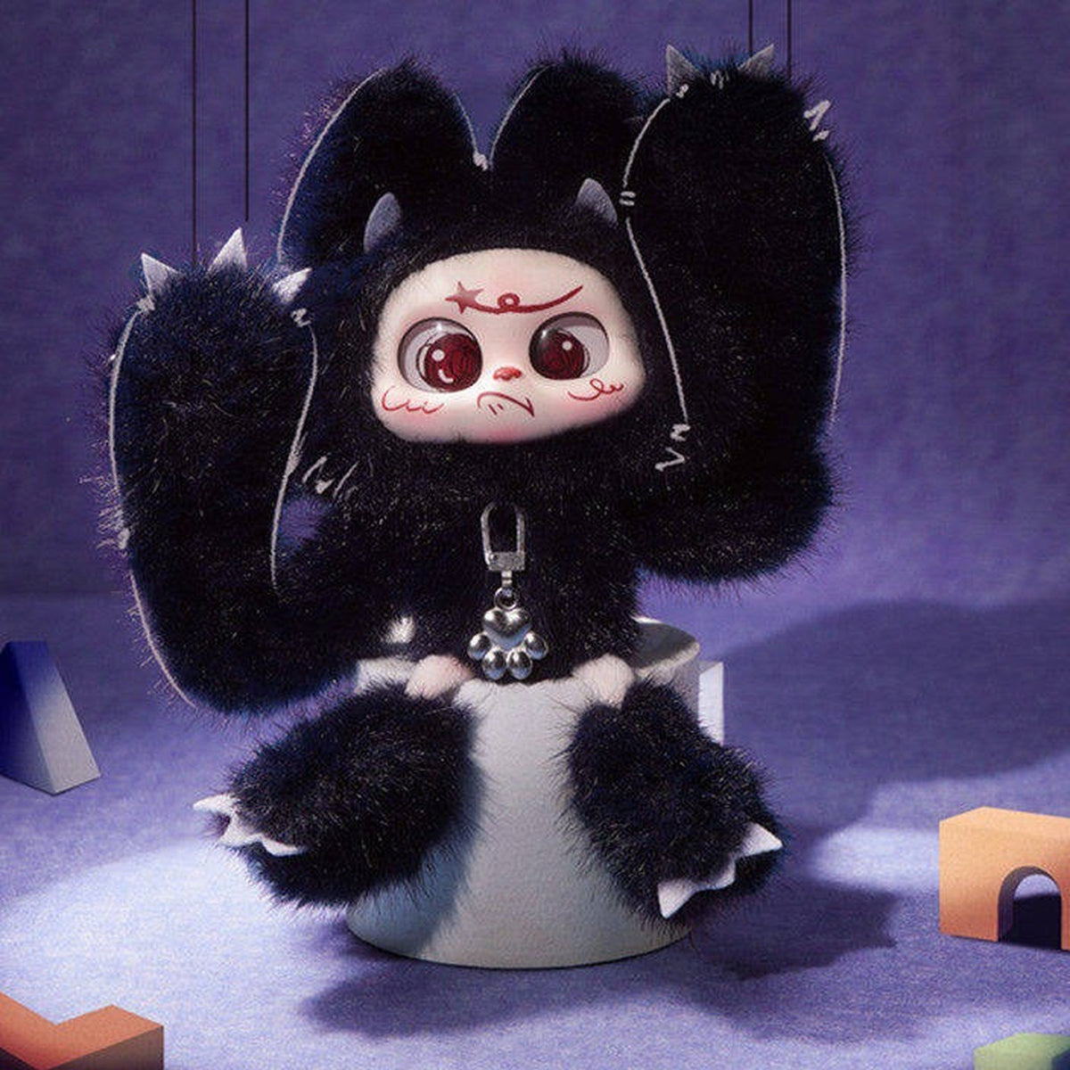 OPP'S! So Weirdly Cute! Series Plush Pendant Blind Box - Complete seated black and white plush pendant example; random design not guaranteed
