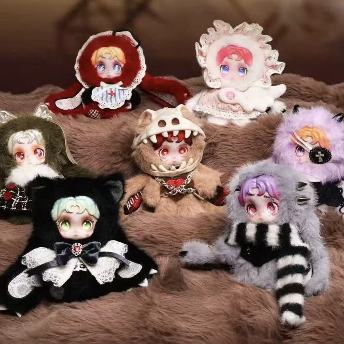 Ossia Soft Edges Series Plush Doll Blind Box - Series group display with complete central Ossia plush doll examples; random design not guaranteed