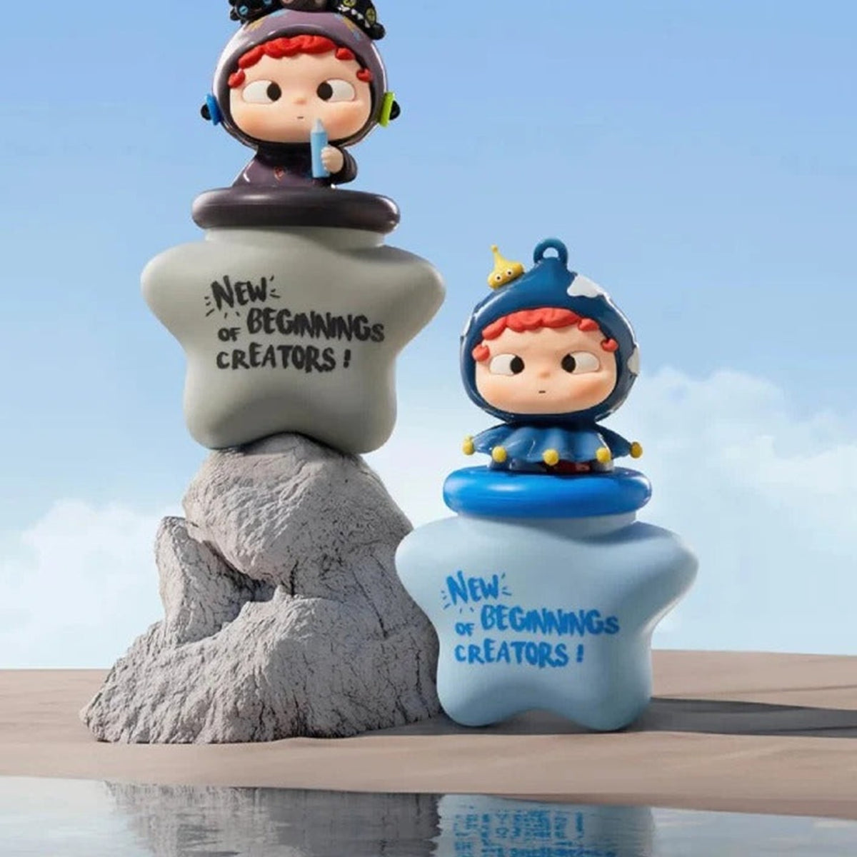 Ozai New Beginnings Of Creators-Glow-In-The-Dark Pendant Blind Box - Paired figure keychain examples with upper left head accessory cropped; display props not included; random design not guaranteed