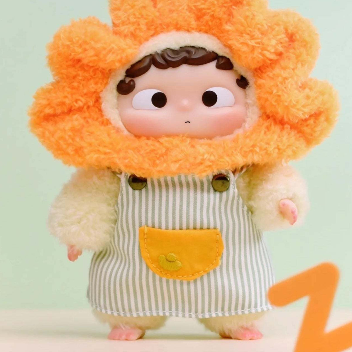 Ozai YAO GUAI Kindergarten Series Plush Dolls, Blind Box - Orange flower hood and striped outfit; upper hood cropped; random design not guaranteed; display props not included