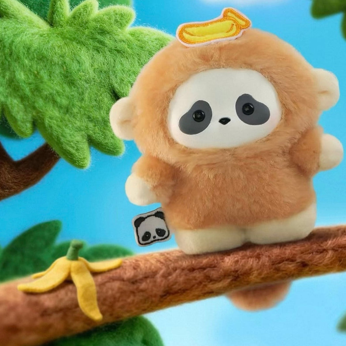 Panda Roll The Zoo In Hands Series Plush Pendant Blind Box - Complete brown plush pendant example; display props not included; random design not guaranteed