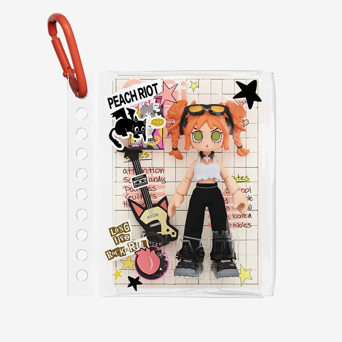 Peach Riot Carry the Music blind box series - Gigi In the Studio design example in its clear pendant pouch