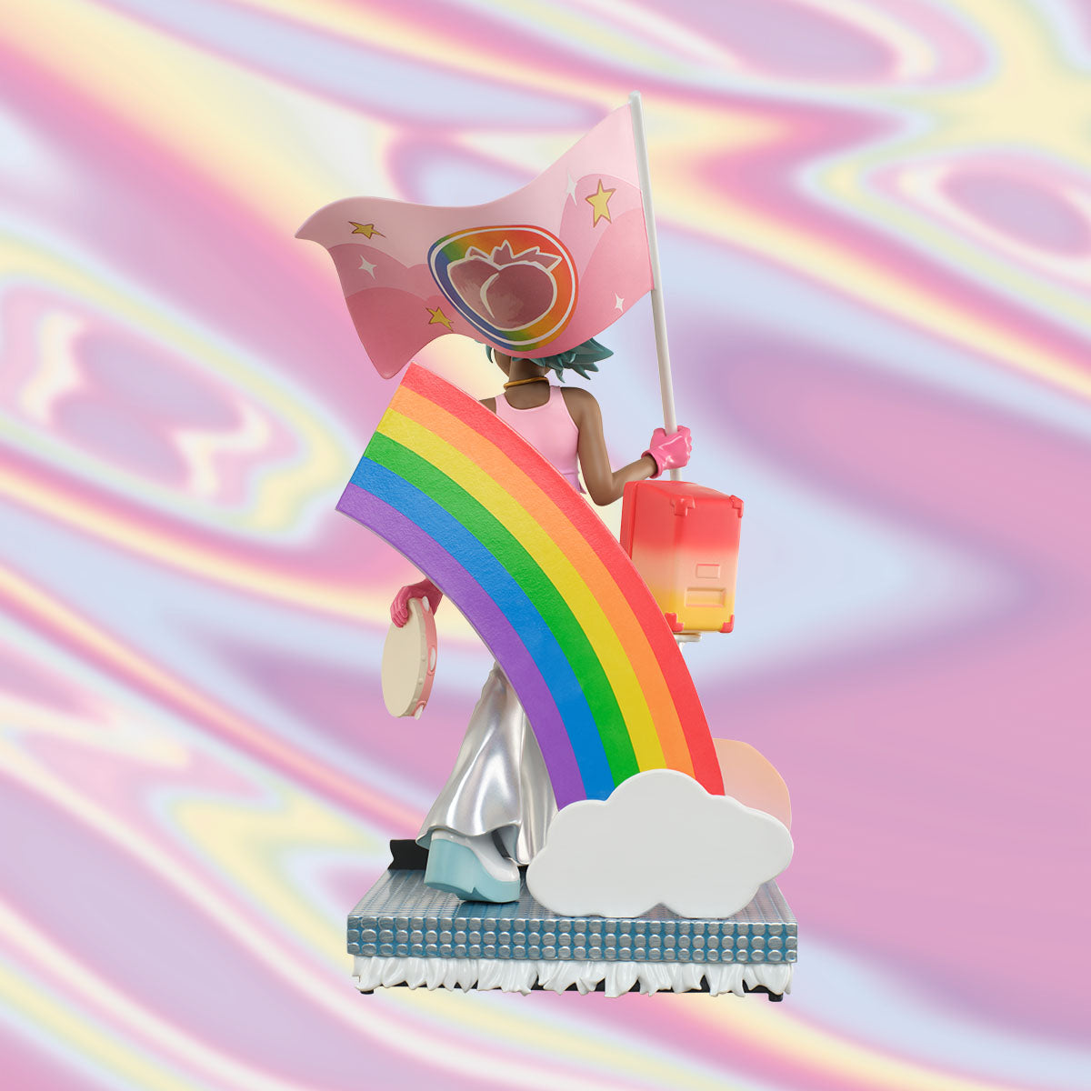 Peach Riot Rainbow Riot Frankie figurine - back view