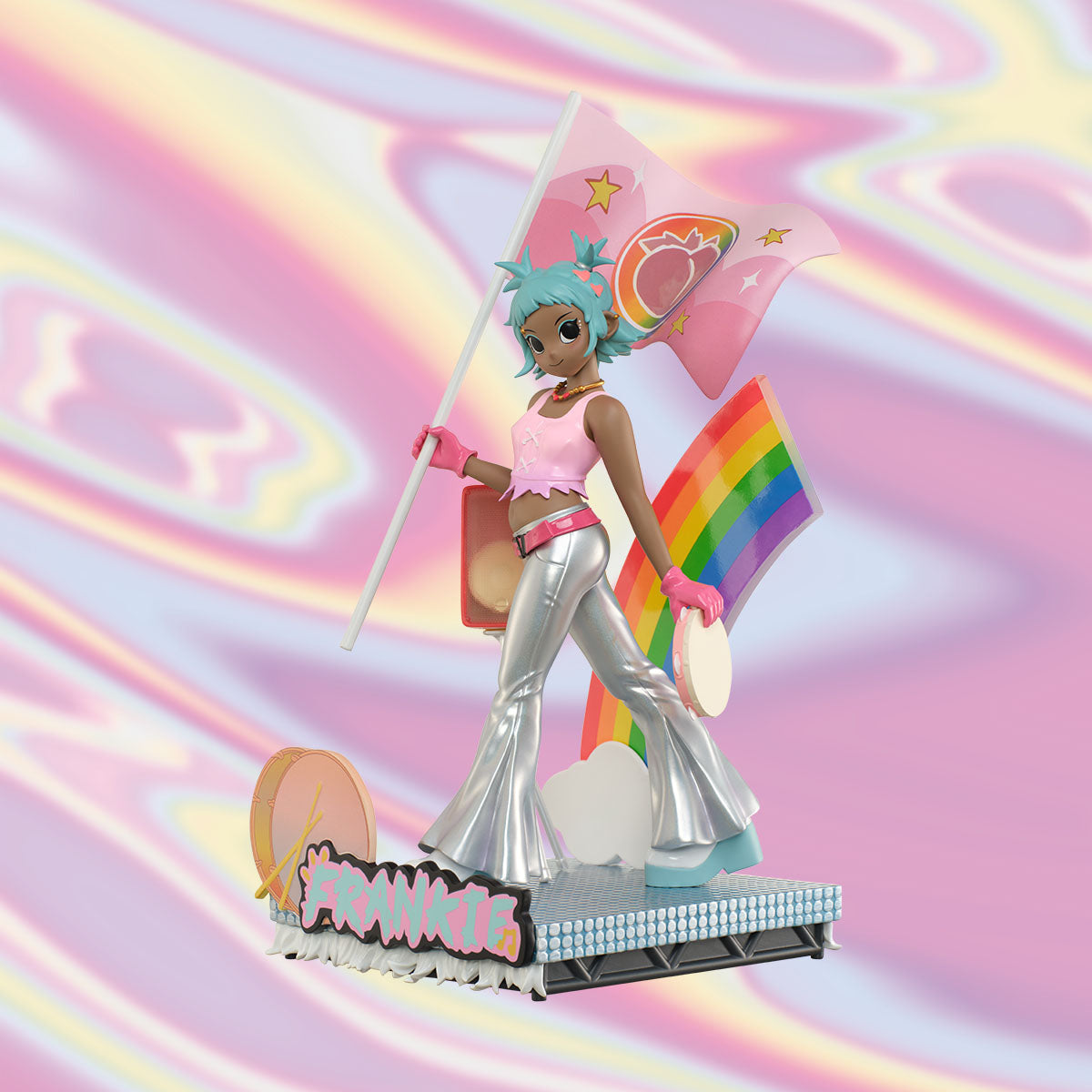 Peach Riot Rainbow Riot Frankie figurine - alternate angle
