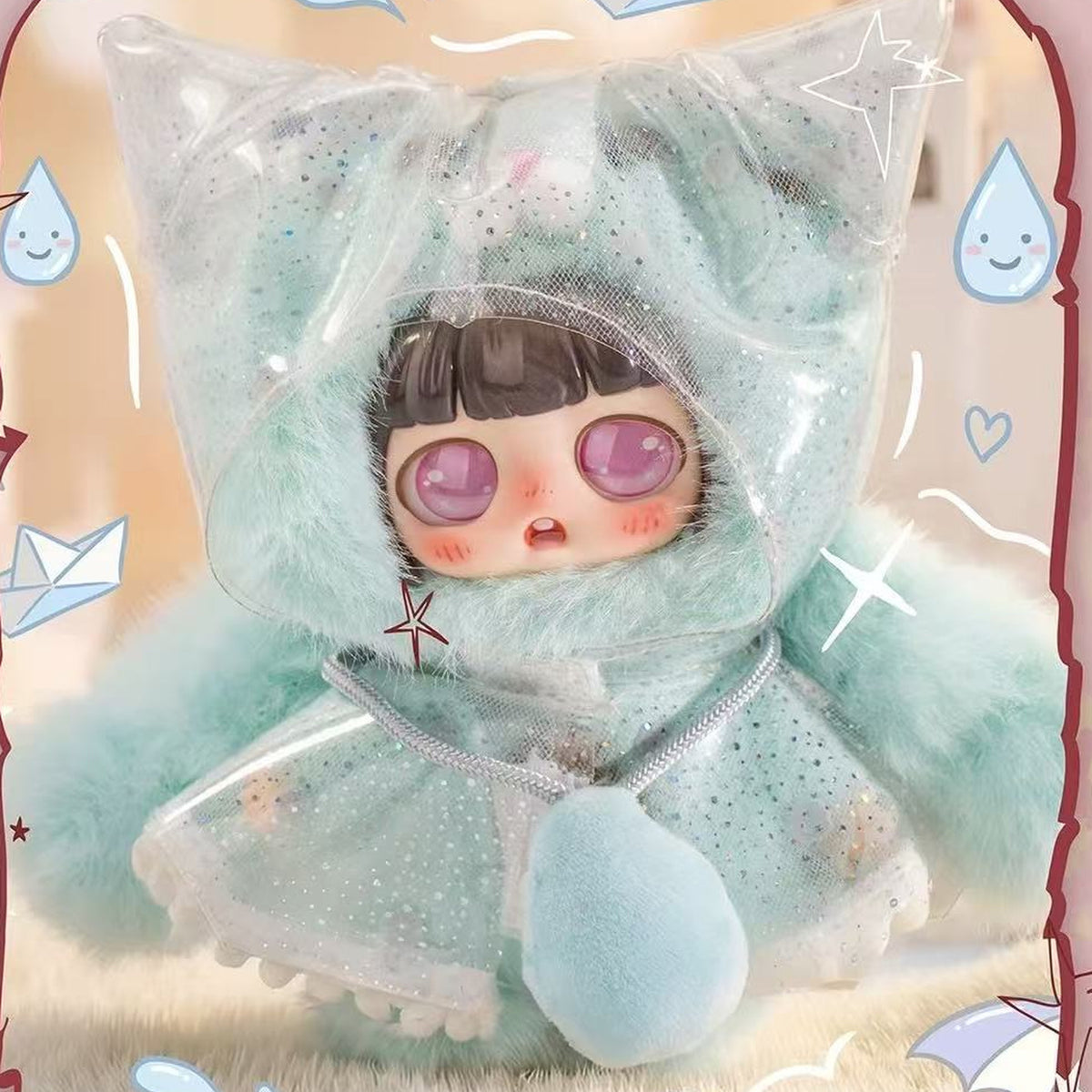 Peekaboo Cats Save the World Series Plush Pendant Blind Box - Blue plush pendant detail with upper ears cropped; random design not guaranteed