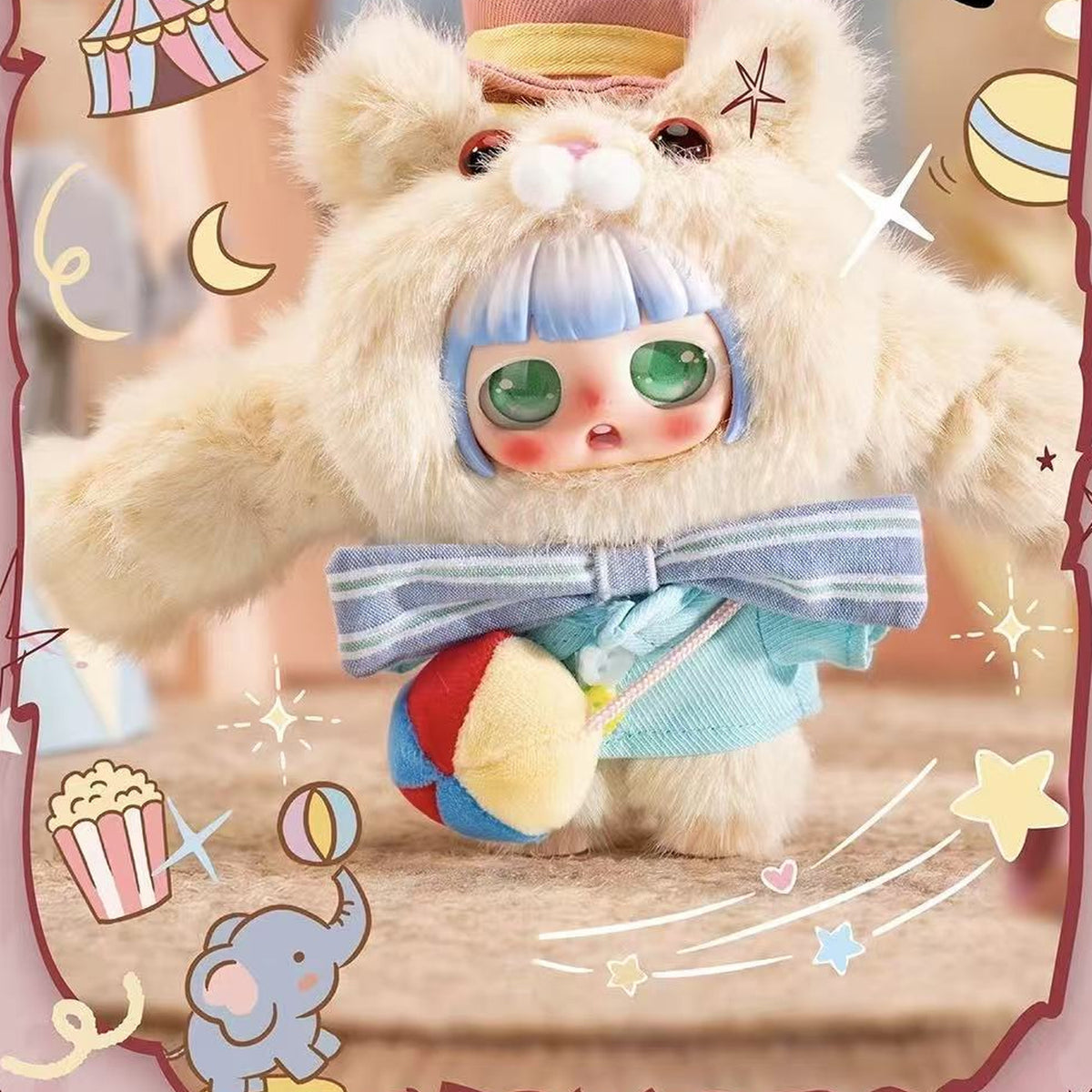 Peekaboo Cats Save the World Series Plush Pendant Blind Box - Complete beige plush pendant example; display props not included; random design not guaranteed