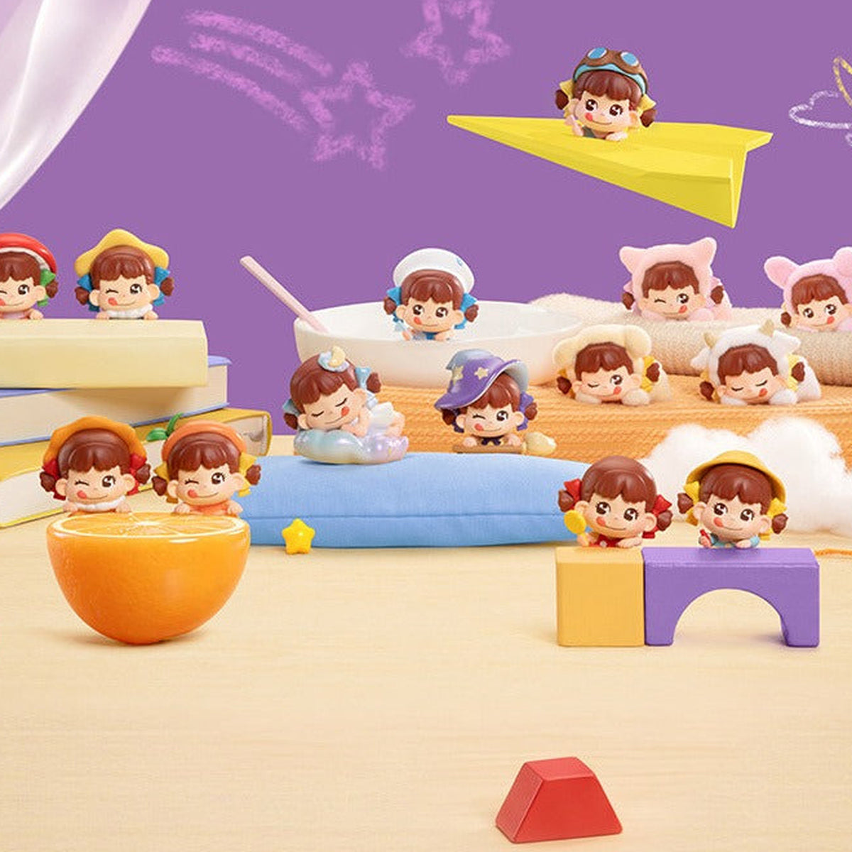 Peko Dream Adventure Series Figure Blind Box - Series overview with complete central head-style figure examples and outer designs cropped; props not included; random design not guaranteed