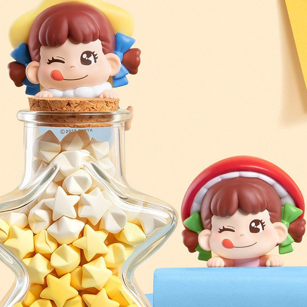 Peko Dream Adventure Series Figure Blind Box - Two complete head-style figure examples; styling jar and books not included; random design not guaranteed