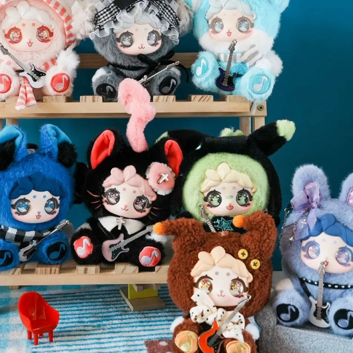 PengPeng Brown Sugar Band Series Plush Pendant Blind Box - Series overview with complete central plush pendant examples and outer examples cropped; display props not included; random design not guaranteed