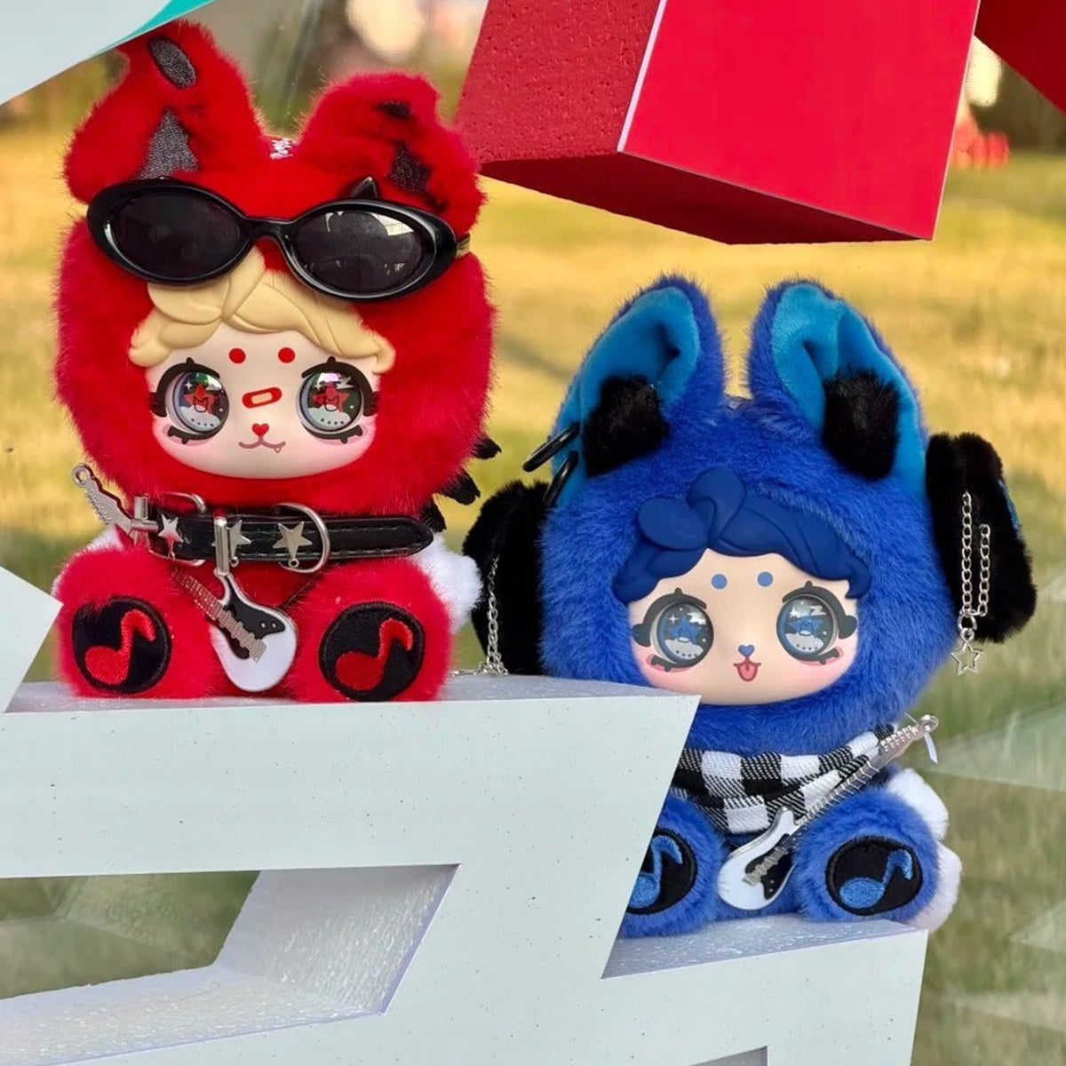 PengPeng Brown Sugar Band Series Plush Pendant Blind Box - Complete blue plush pendant example; adjacent red ears cropped; display props not included; random design not guaranteed