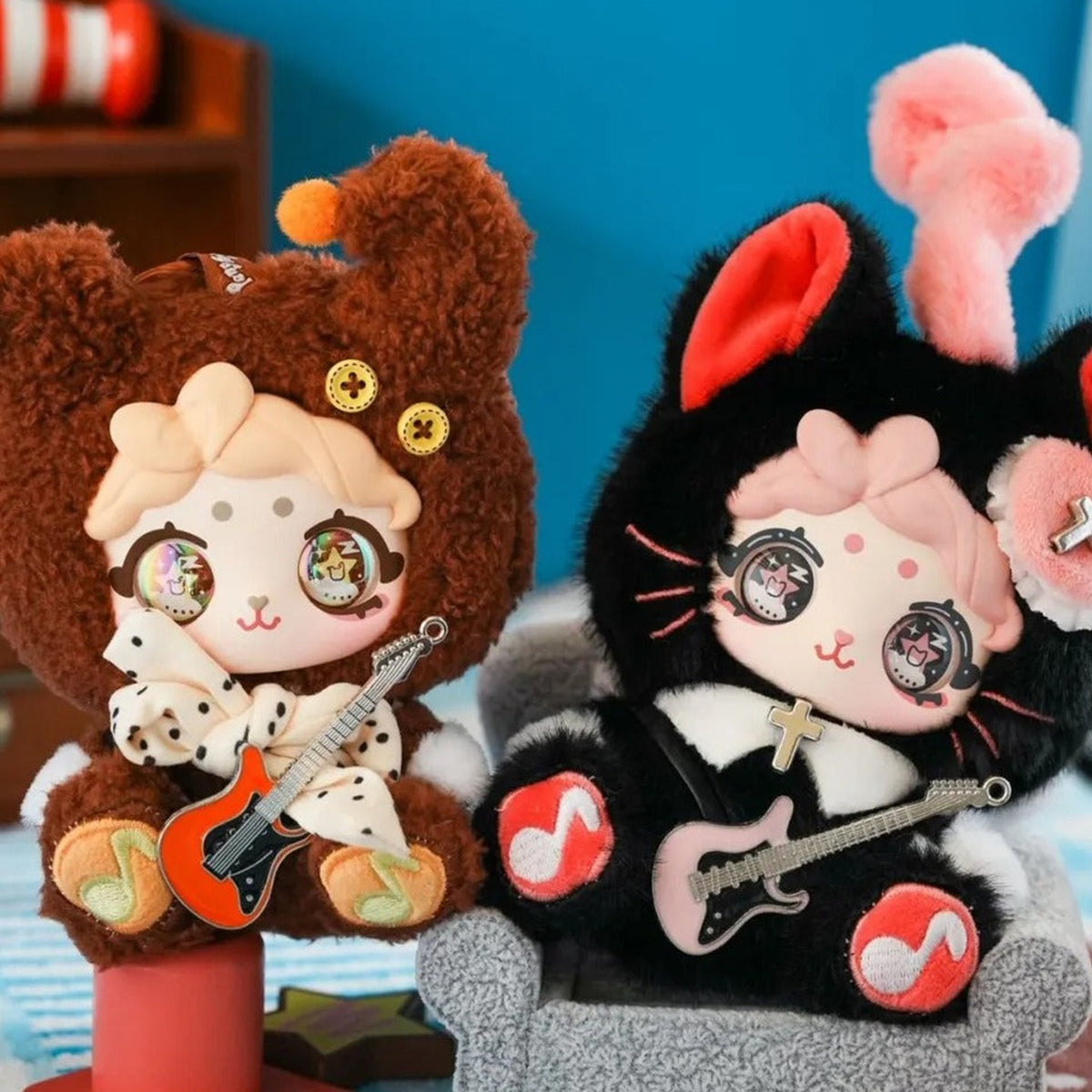 PengPeng Brown Sugar Band Series Plush Pendant Blind Box - Paired plush pendant details with upper hood cropped; display props not included; random design not guaranteed