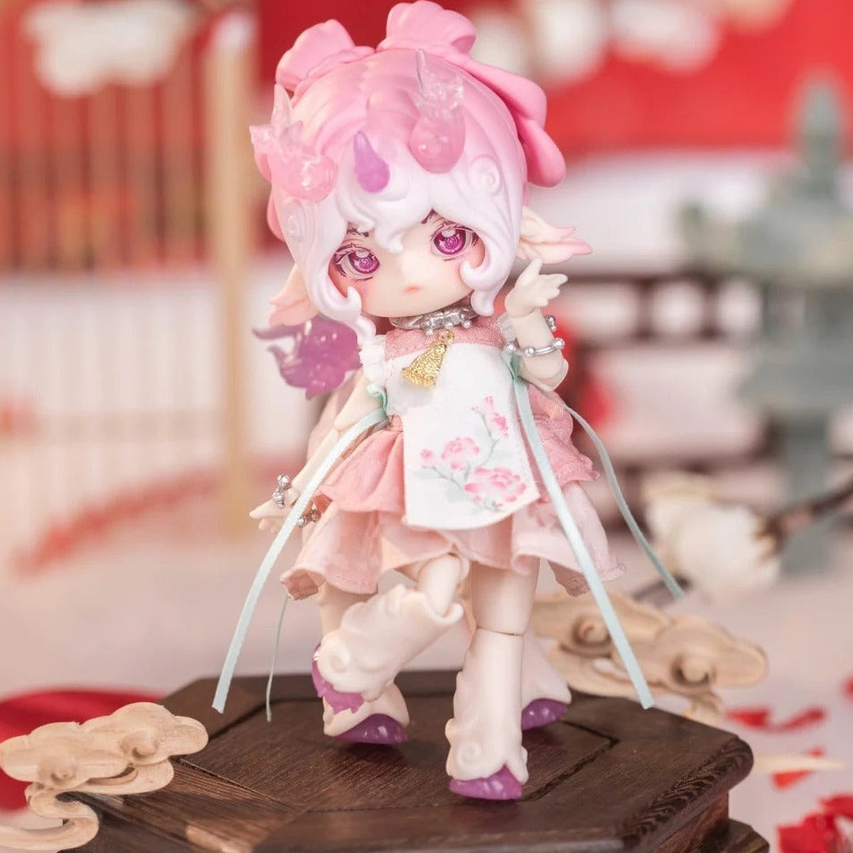 PENNY'S BOX ANTU Illustrated Handbook of Spirits Series Action Figure BJD Blind Box - Complete pink BJD figure including head ornaments and feet; display base and scene props not included; random design not guaranteed