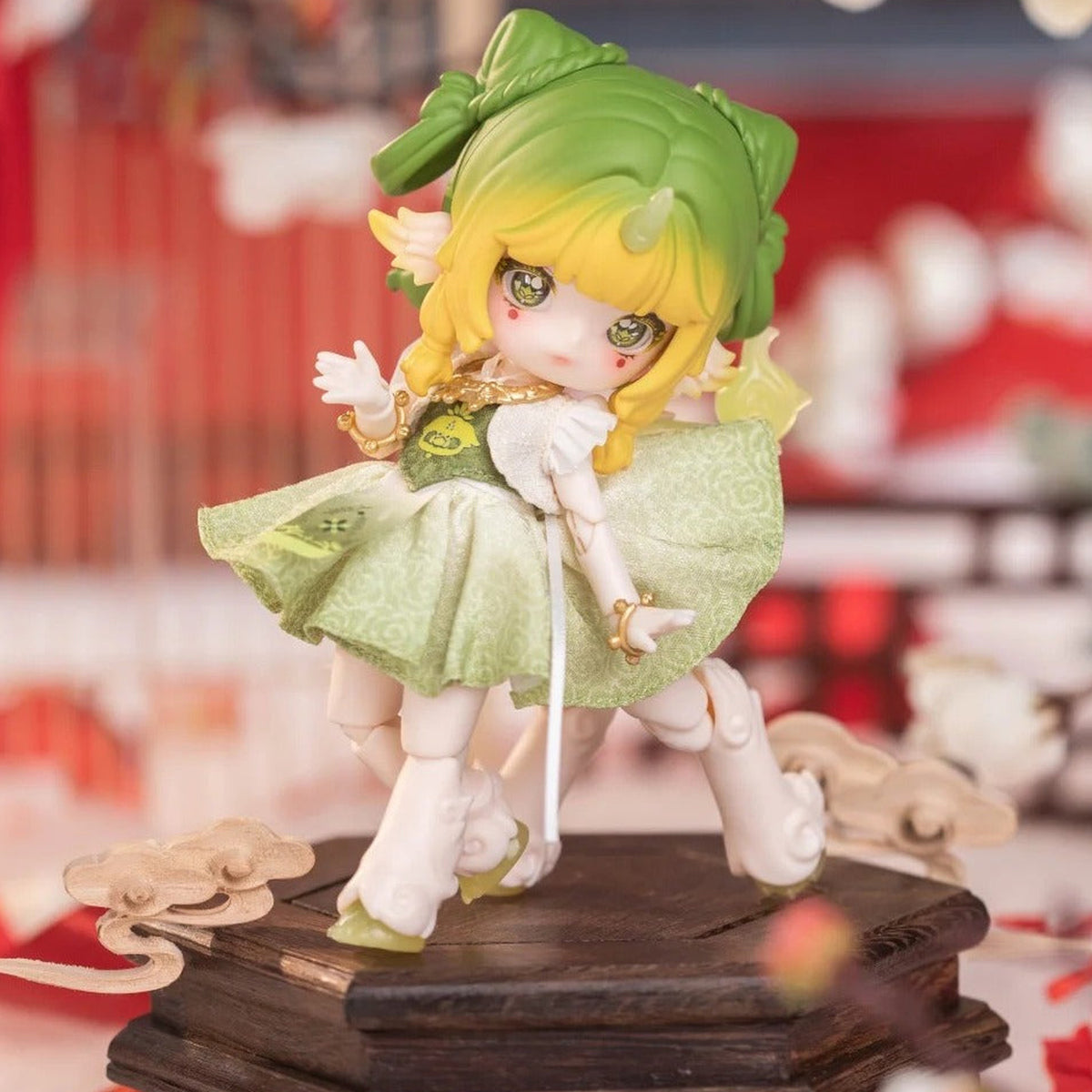 PENNY'S BOX ANTU Illustrated Handbook of Spirits Series Action Figure BJD Blind Box - Complete green BJD figure including head ornaments and feet; display base and scene props not included; random design not guaranteed