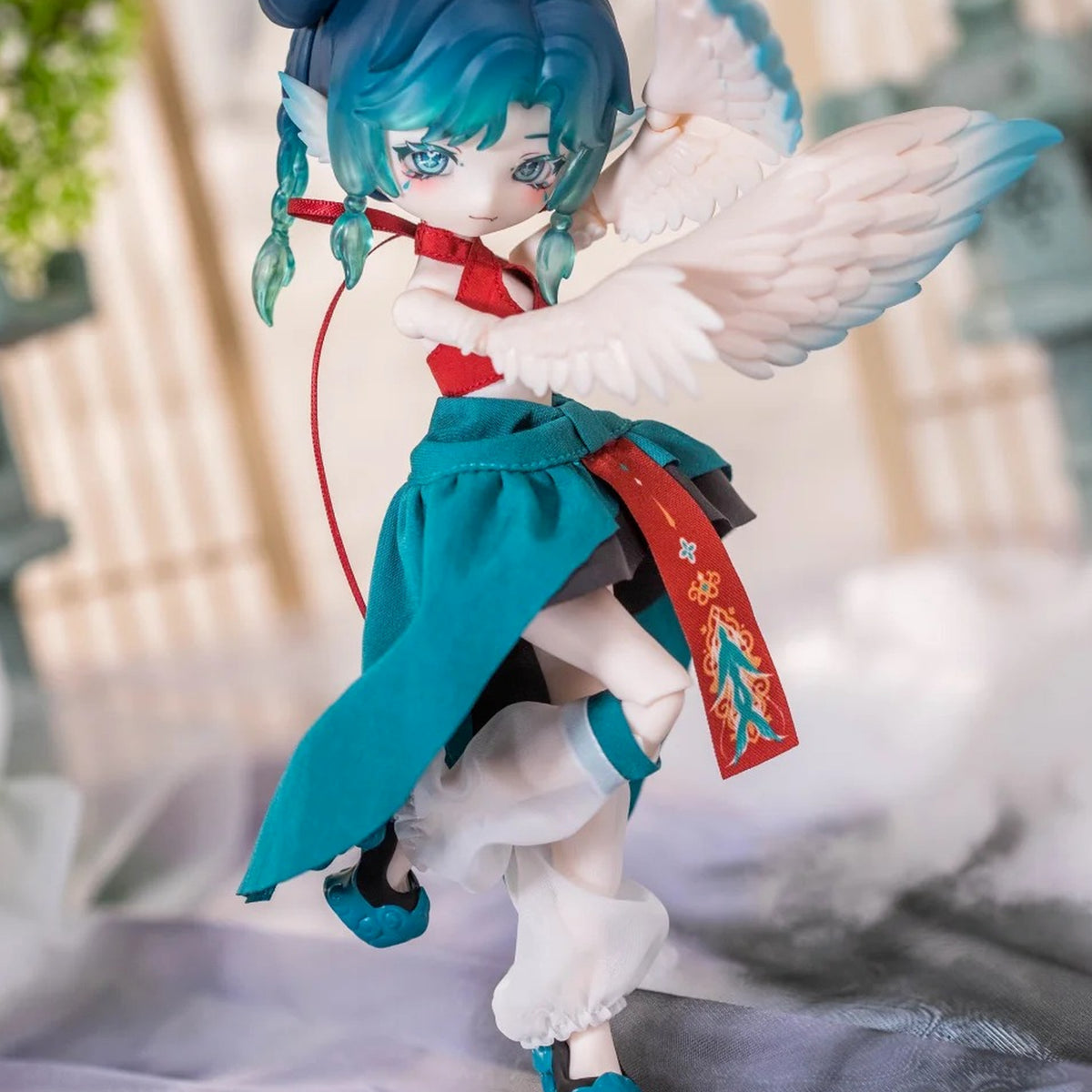 Penny's Box Luluya Cloudwing Pavilion Series Action Figure BJD Blind Box - Teal BJD detail with upper hair and lower feet cropped; display props not included; random design not guaranteed