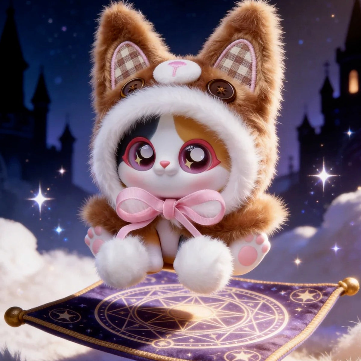 PICOCO Magic Cloak Cat Series Plush Pendant Blind Box - Complete brown cloak PICOCO plush pendant body example; random design not guaranteed