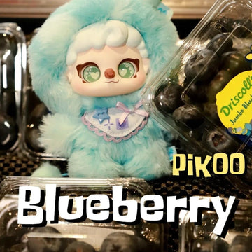 PIKOO PUPU Fruit Series Plush Blind Box - Blueberry plush design detail; upper hood and head decoration cropped; random design not guaranteed; display props not included