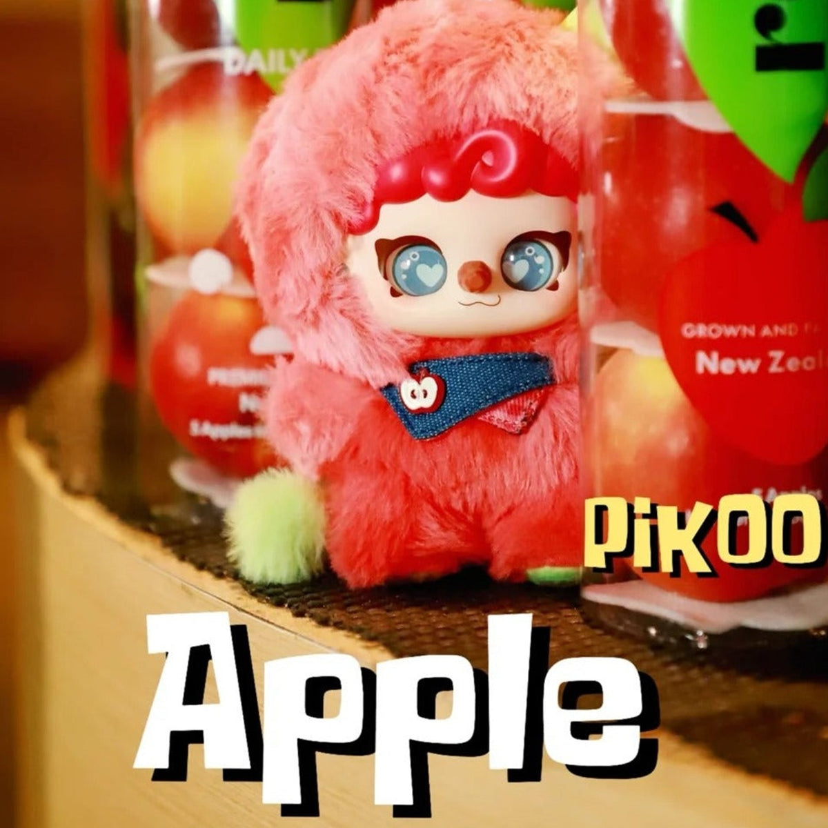 PIKOO PUPU Fruit Series Plush Blind Box - Apple plush design detail; upper fruit decoration cropped; random design not guaranteed; display props not included