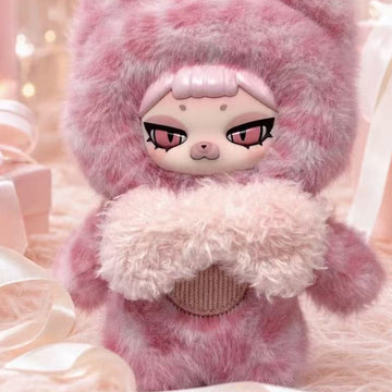 PIKU The Week Series Vinyl Plush Pendant Blind Box - Pink plush pendant with pale fluffy bow; upper ears and lower outline cropped; random design not guaranteed; display props not included