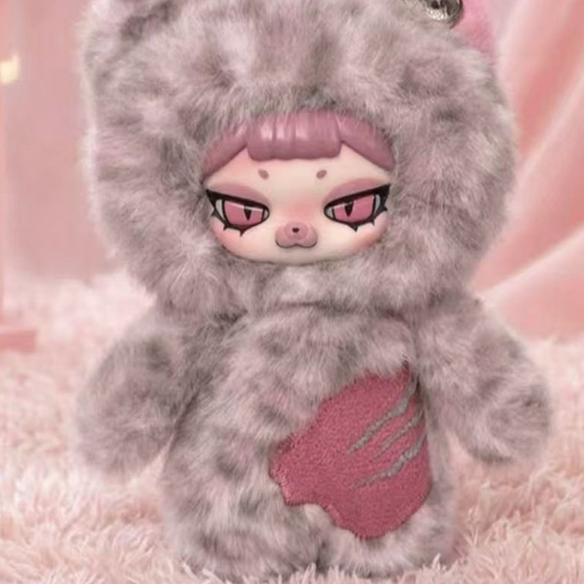 PIKU The Week Series Vinyl Plush Pendant Blind Box - Muted purple plush pendant with red body detail; upper ears and lower outline cropped; random design not guaranteed; display props not included