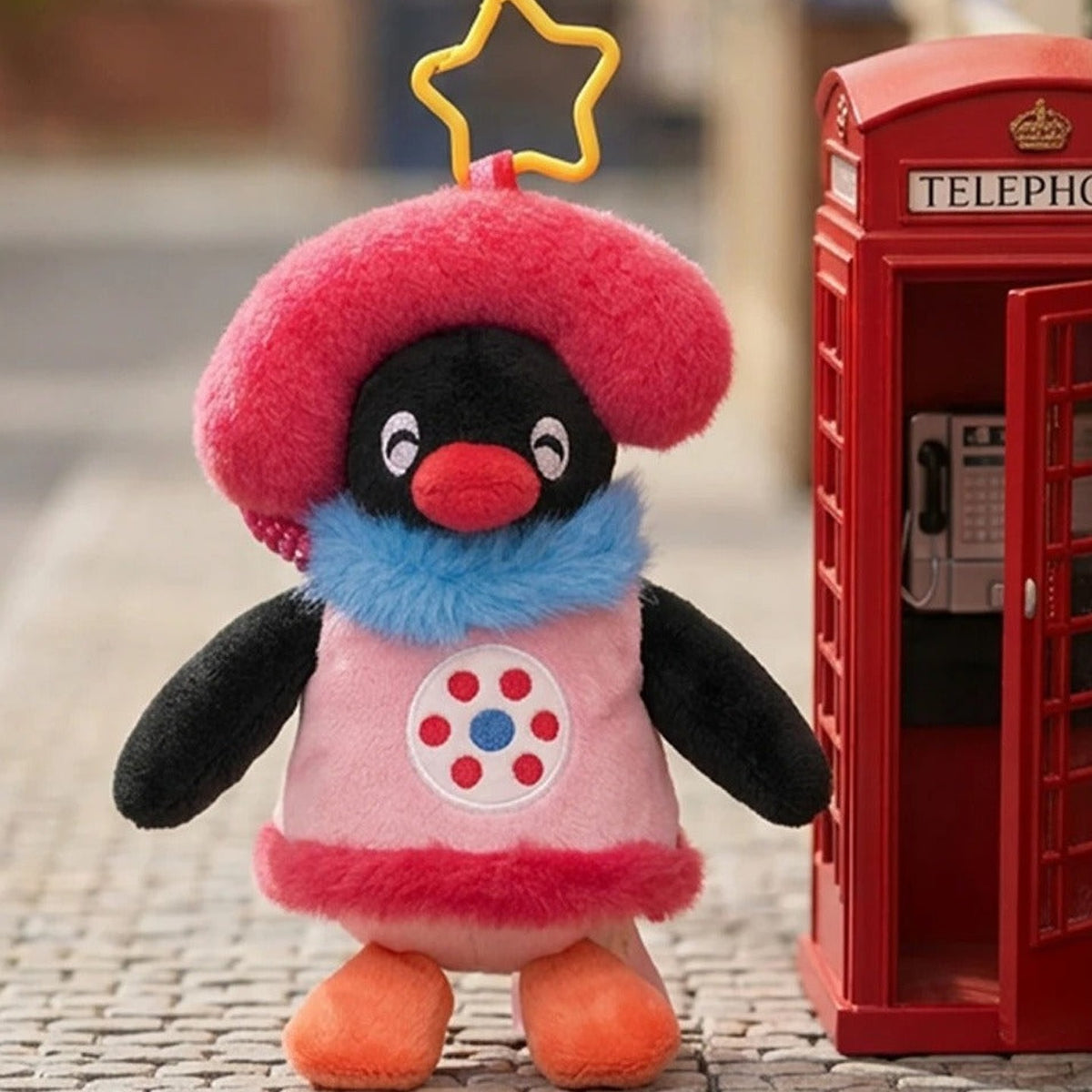 Pingu Childlike Treasure Box Series Plush Pendant Blind Box - Pingu artist-costume plush pendant body example with upper star hook cropped; random design not guaranteed