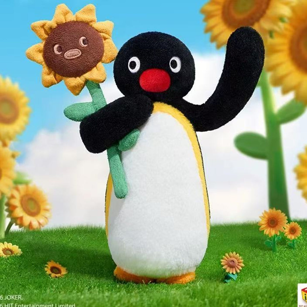 Pingu MINI MEME Series Plush Blind Box - Complete flower-holding plush design example; random design not guaranteed