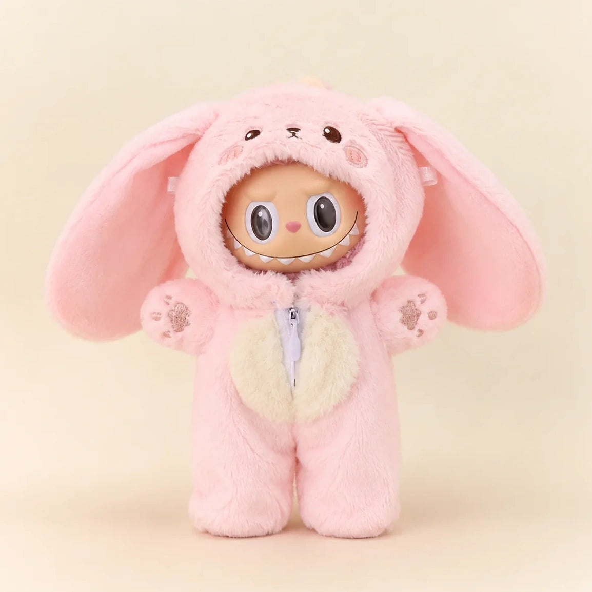Labubu Doll Outfit - Pink Bunny Plush Hooded Jumpsuit for 17cm Collectible Figure - main product card | KikiBuddies