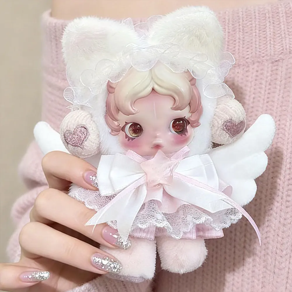 Pink Plaid & Pearl Lace Doll Outfit for Skullpanda - detail view | KikiBuddies