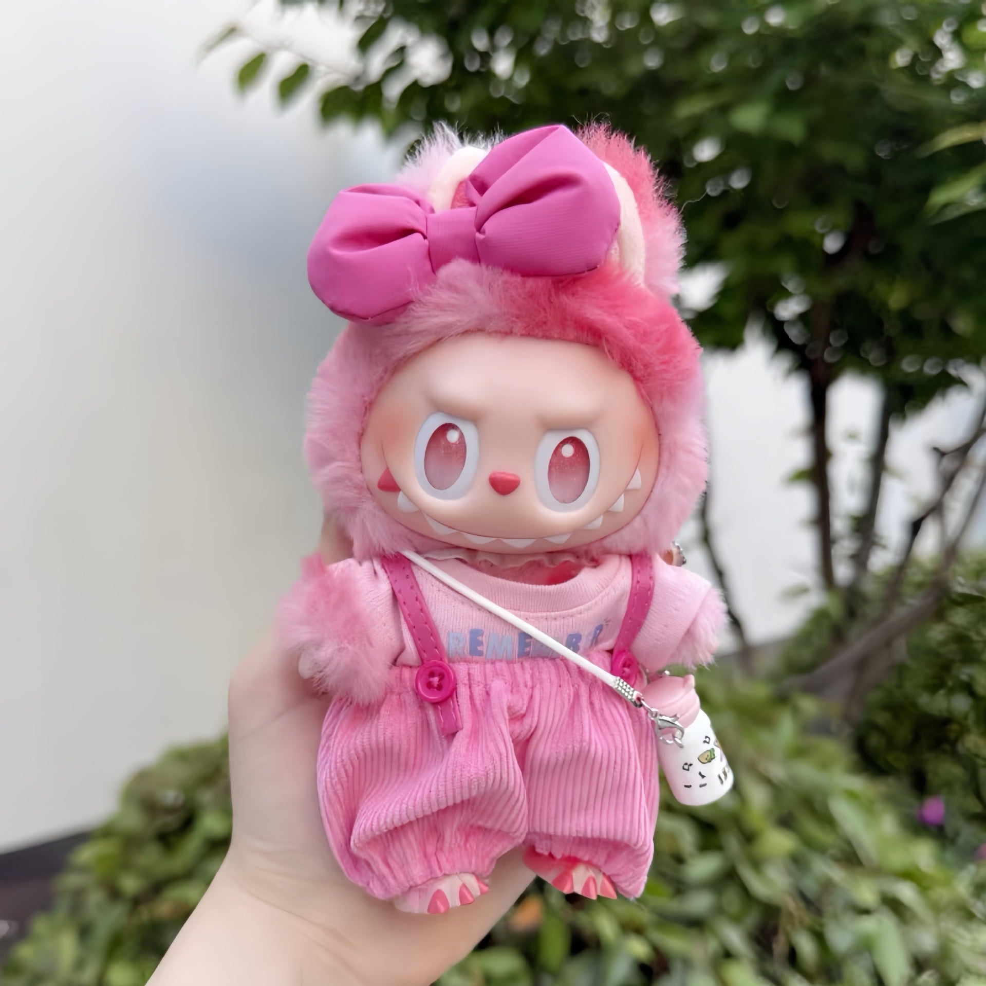 Labubu / The Monsters 17cm Outfit · Pink Bag Charm With｜Doll Clothes, Figure Not Included – Independent Retailer - front view | KikiBuddies