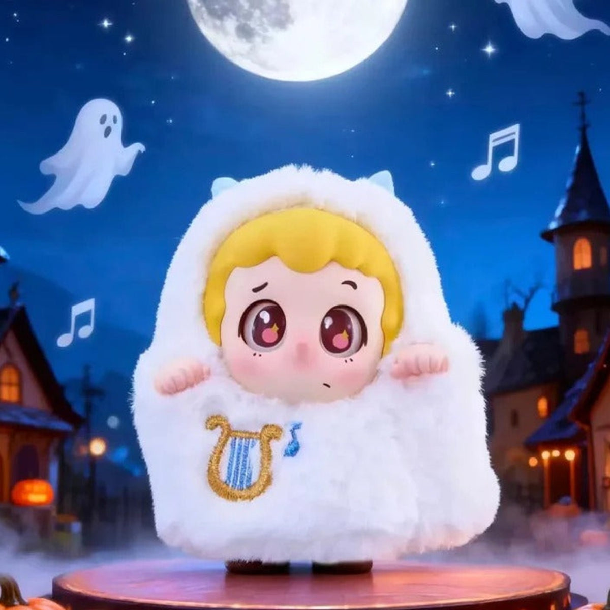 Piny Cute Ghost Outing Series Plush Blind Box - Complete white costume plush doll example; random design not guaranteed
