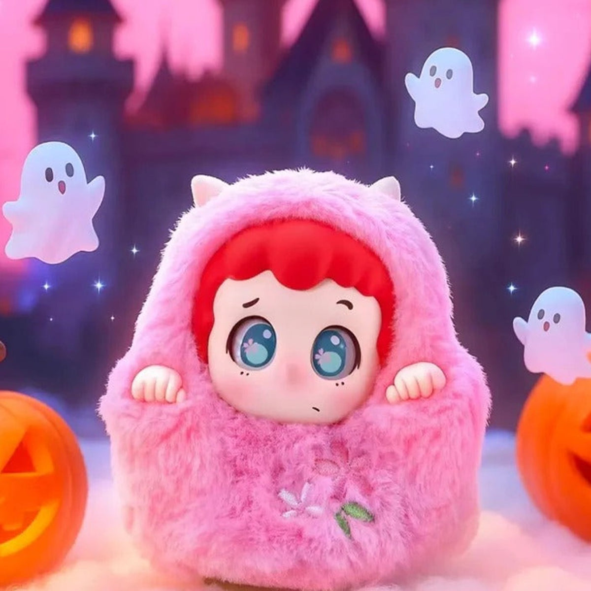 Piny Cute Ghost Outing Series Plush Blind Box - Complete pink costume plush doll example; random design not guaranteed