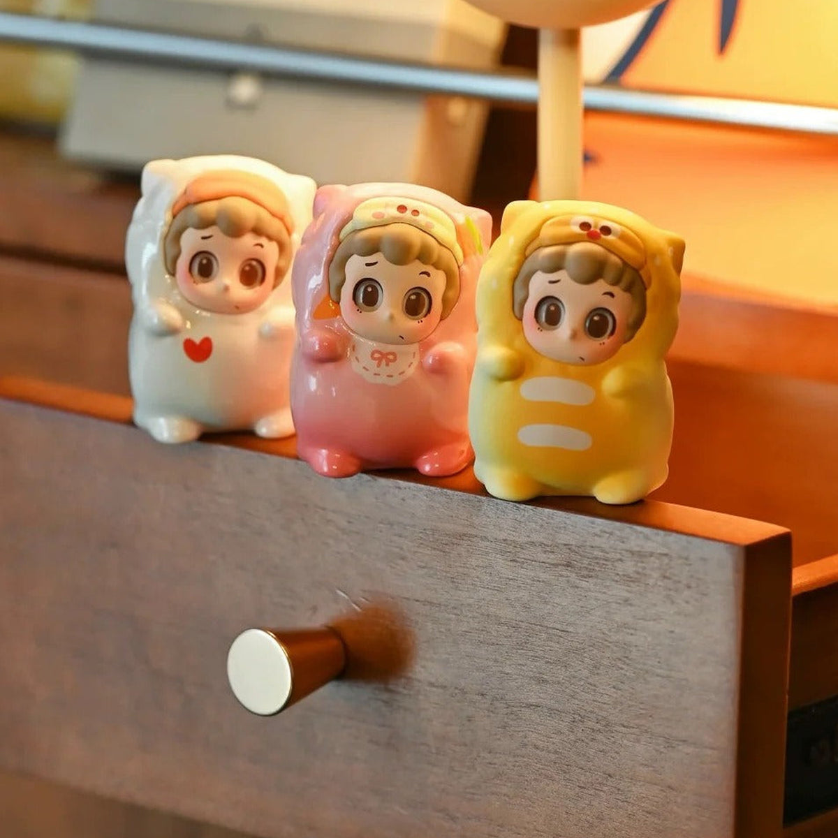 PINY Sleepover Series Mini Figures Blind Box - Complete three mini figure examples on display; random design not guaranteed