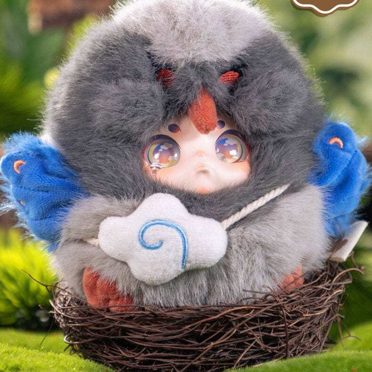 PiPi Rare Birds Settlement Plan Series Plush Blind Box - Grey bird plush detail with upper head cropped; random design not guaranteed
