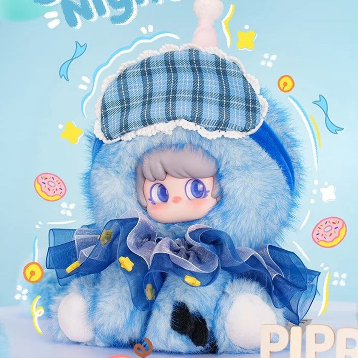 PIPR Lunastar Whisper Series Plush Blind Box - Blue sleep-mask design example; random design not guaranteed