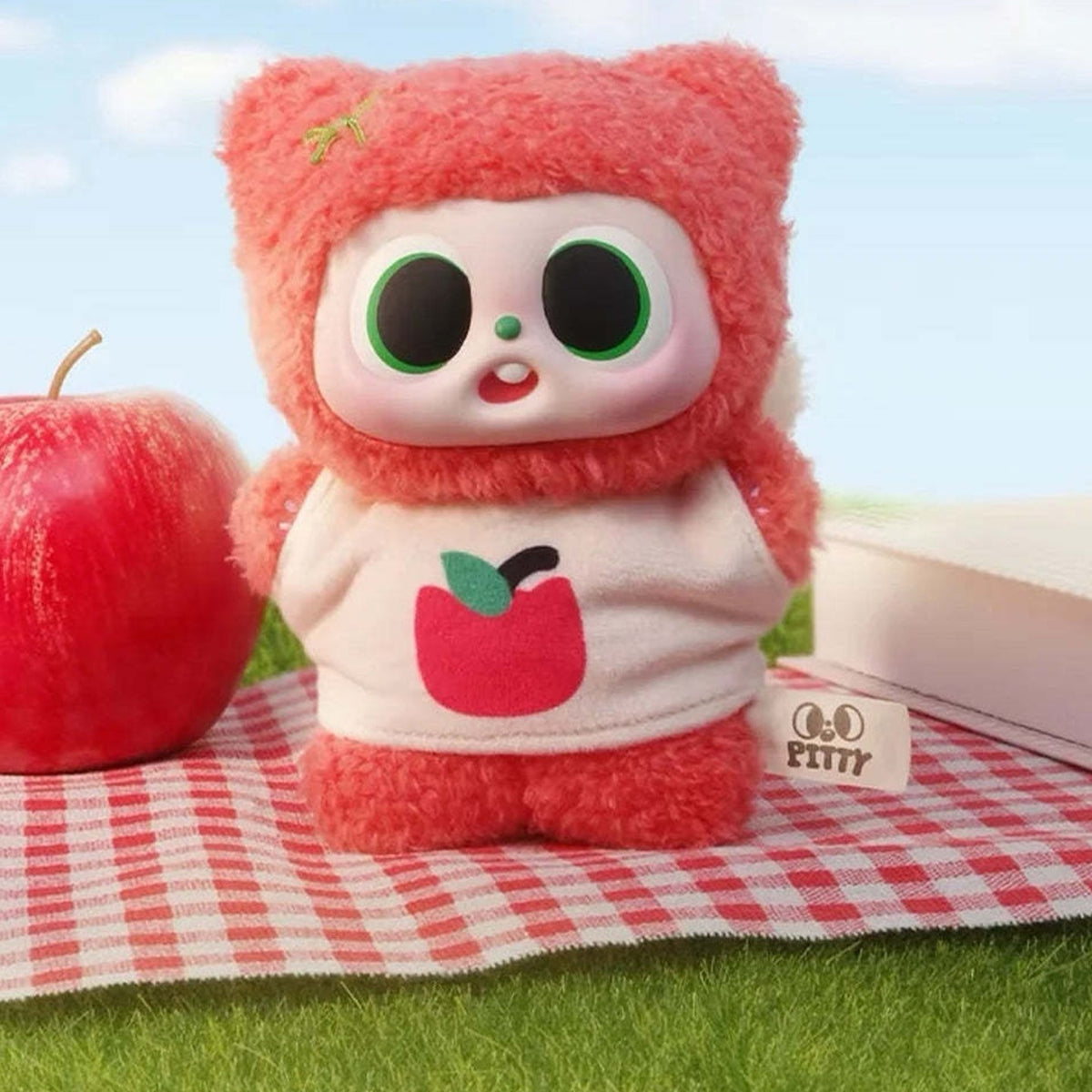 Pitty Fruitty's Paradise Series Vinyl Plush Dolls, Blind Box【TOPTOY】 - Complete red plush example with apple shirt detail; random design not guaranteed