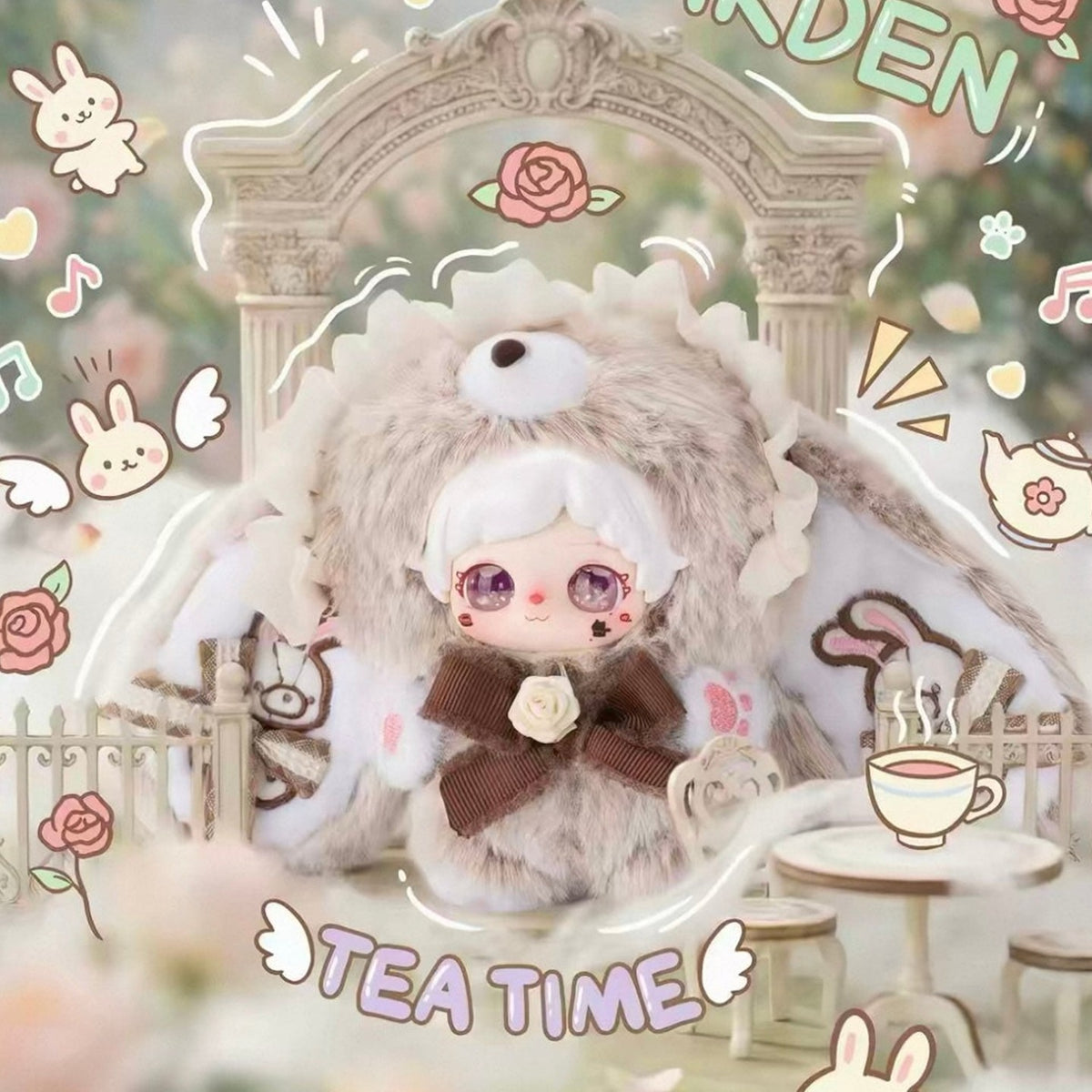 Pixie Zoey Sweet Bunny Series Plush Pendant Blind Box - Complete brown-accented bunny-hood plush example; random design not guaranteed